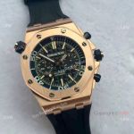 Japan Grade Royal Oak Offshore Diver Chronograph Watch Rose Gold Black Face 42mm